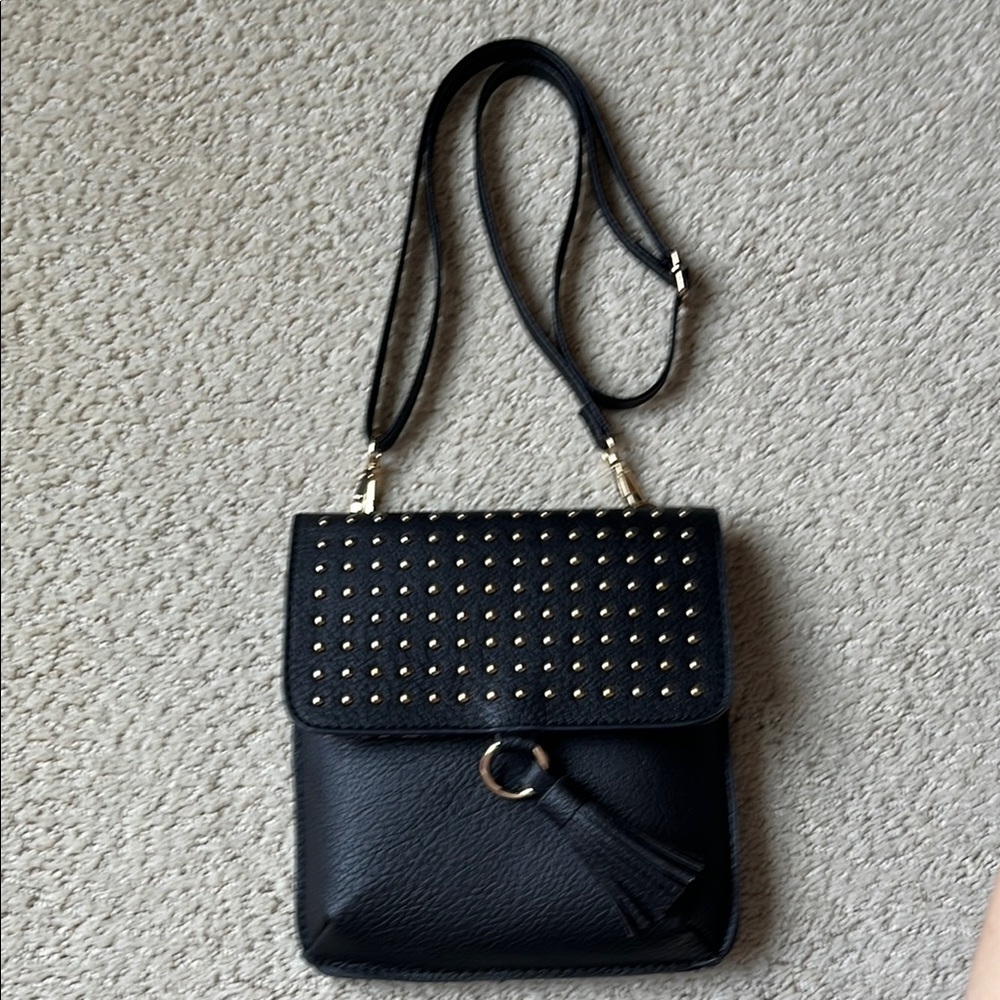 Black Studded Crossbody Bag